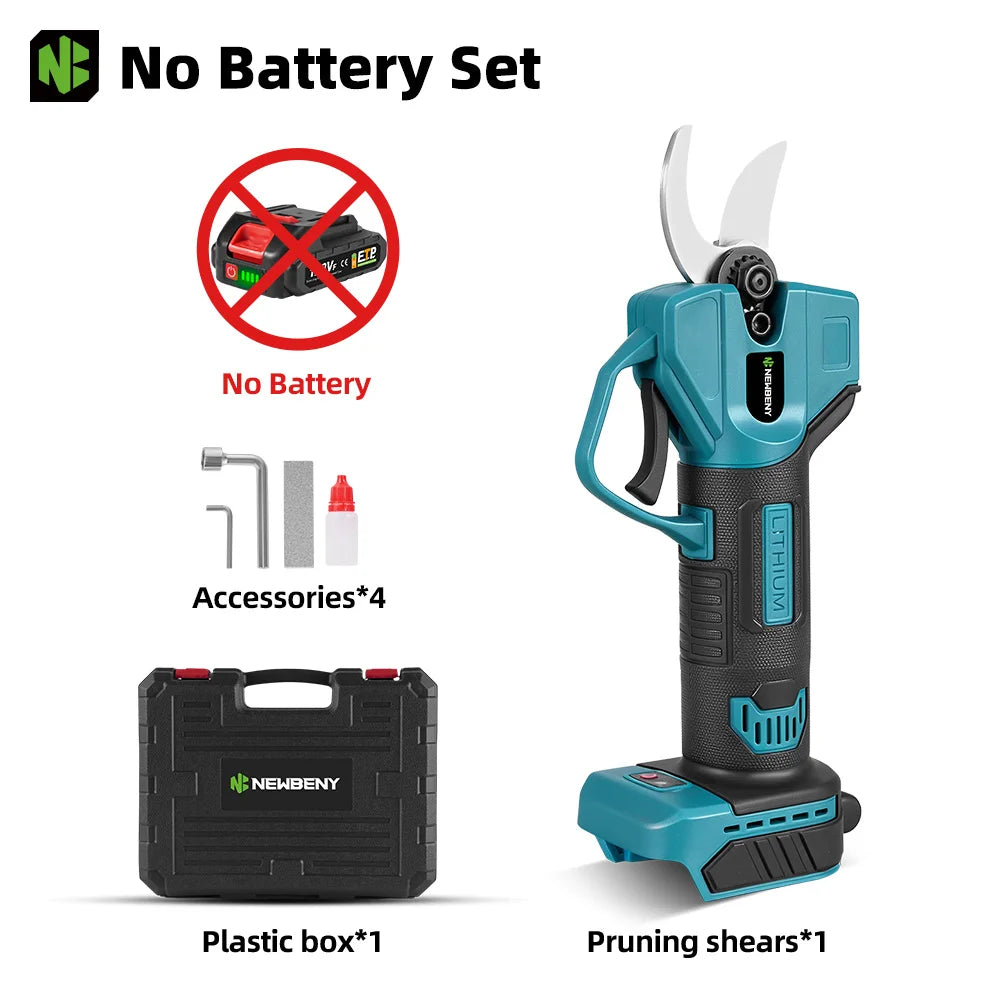 Sécateur électrique NEWBENY 30MM à 2 vitesses, outil de coupe sans fil pour branches d'arbres fruitiers, compatible avec batterie Makita 18V