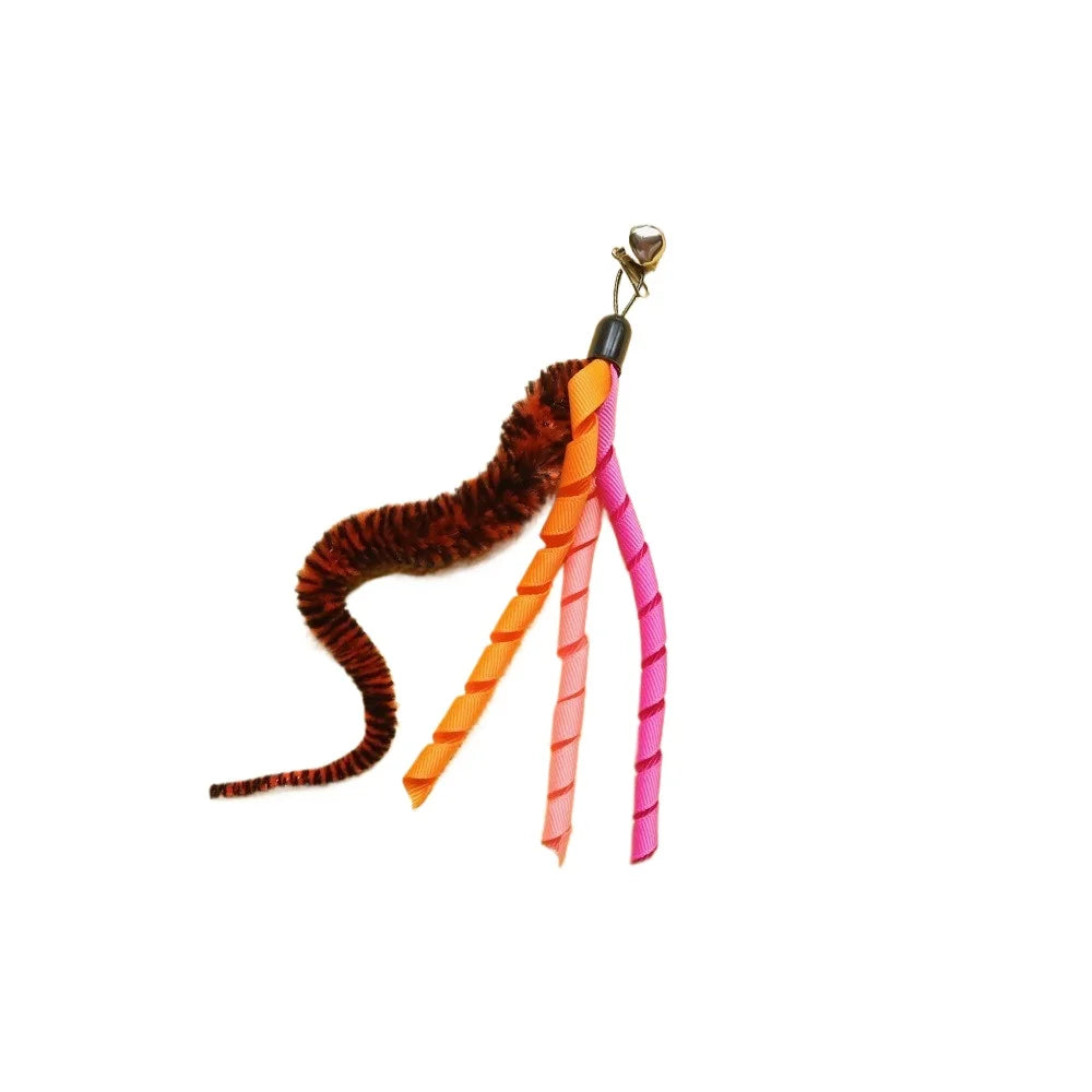 Lot de 2/4 têtes de rechange en forme de balle en peluche et ruban en tissu pour jouet teaser pour chat, accessoires pour canne à chat