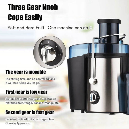 Swiitol Juicer Household Large Caliber Electric Stainless Steel Body 800W High Power Strong Fruit and Vegetable Extractor - Quality Shopping Centre