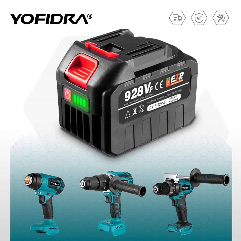 YOFIDRA 18-20V Rechargeable 928vf 388vf 128vf Plus Lithium Ion Battery for 21V 18V Power Tool Replacement Battery