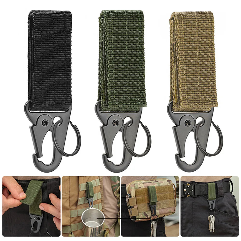 3 Pcs Tactical Carabiner Outdoor EDC Keychain Keys Holder Camping Backpack Belt Hook Hanging Buckle Muilter Clip