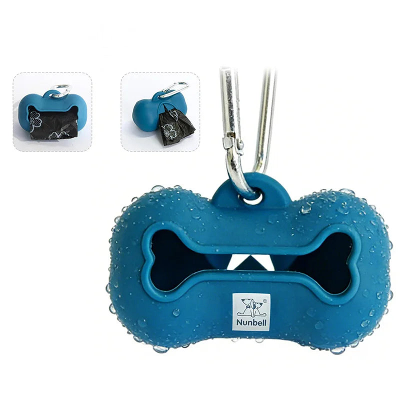 Silicone Dog Waste Bag Dispenser Durable Portable Dog Poop Bag Holder with 1 Roll Poop Bag Outdoor Pet Trash Bags Dispenser