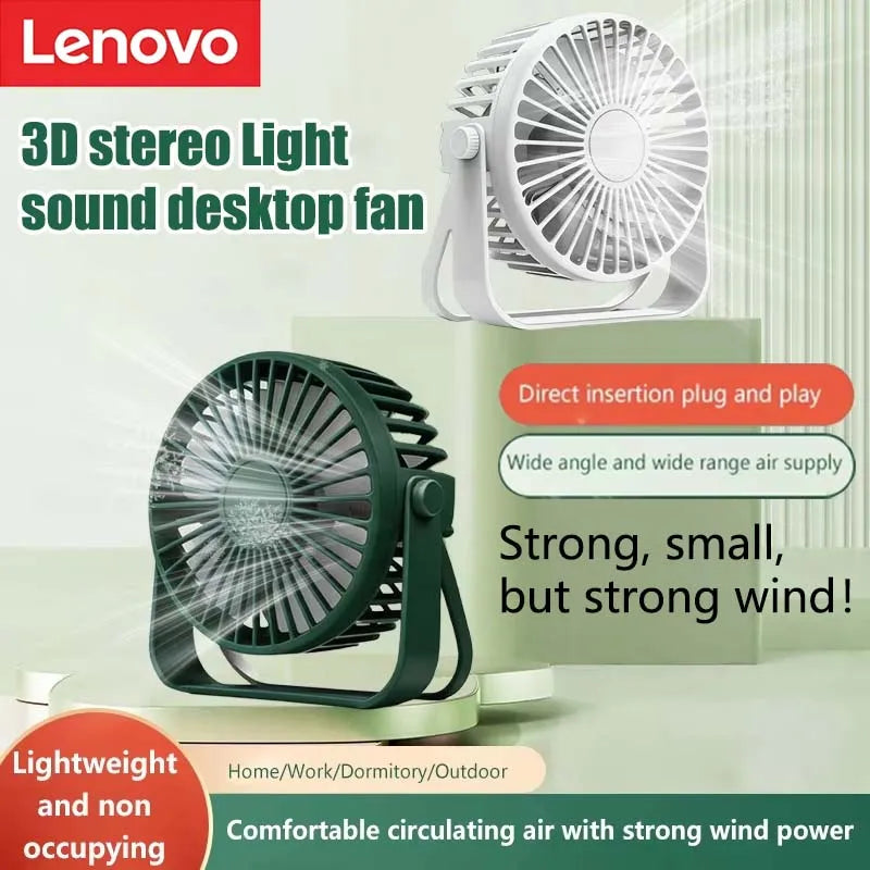 Lenovo Mini USB Desktop Fan Portable Fan Desktop Office USB Quiet Cooling Fans Suitable For Student Dormitory Summer Home Office