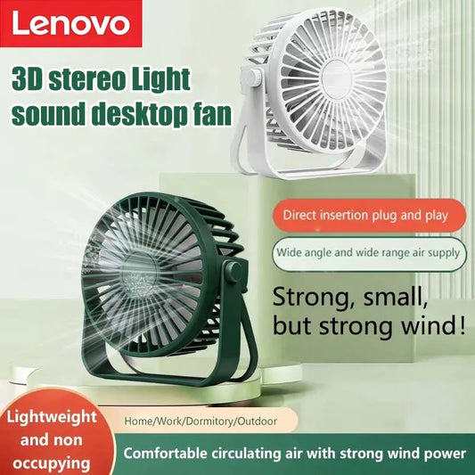 Lenovo Mini USB Desktop Fan Portable Fan Desktop Office USB Quiet Cooling Fans Suitable For Student Dormitory Summer Home Office