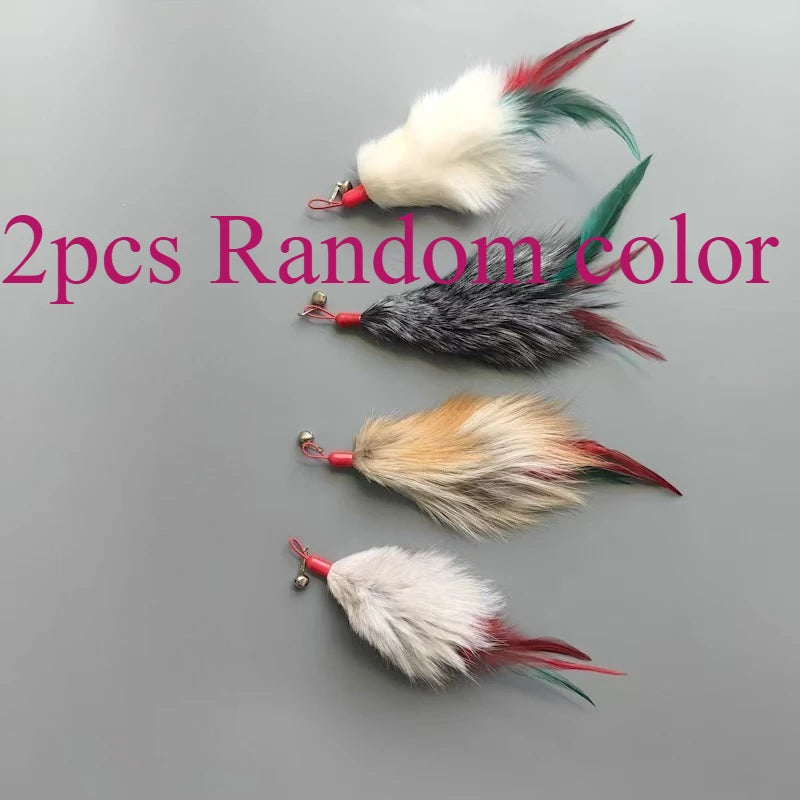 2 recharges de jouets à plumes pour chat, couleur aléatoire, jouet interactif pour chaton