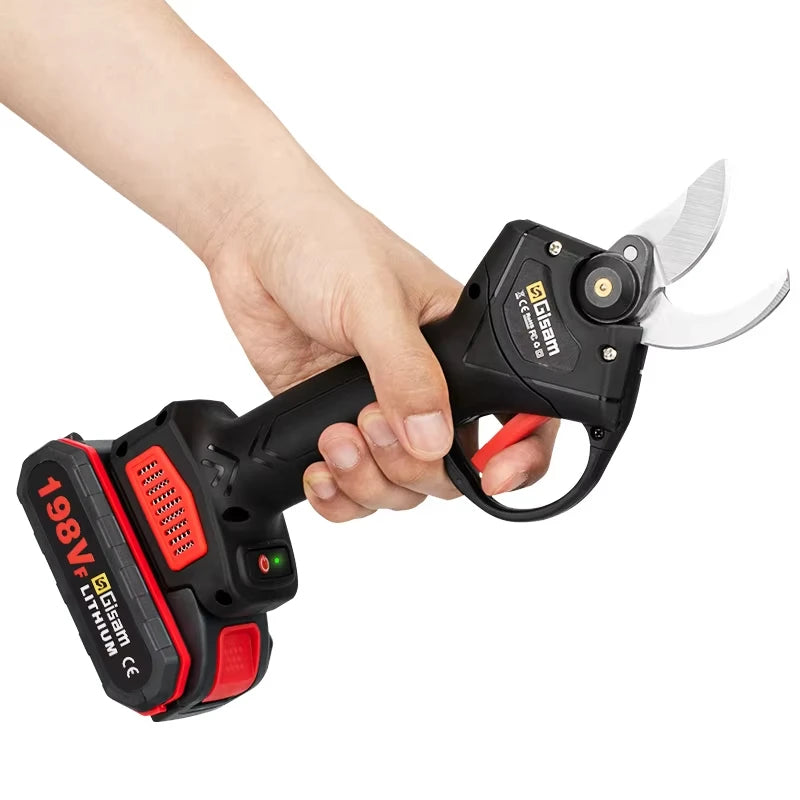 Sécateur électrique Gisam 30 mm, ciseaux de jardin électriques sans fil, outil de coupe pour arbres fruitiers avec 2 batteries 198Vf