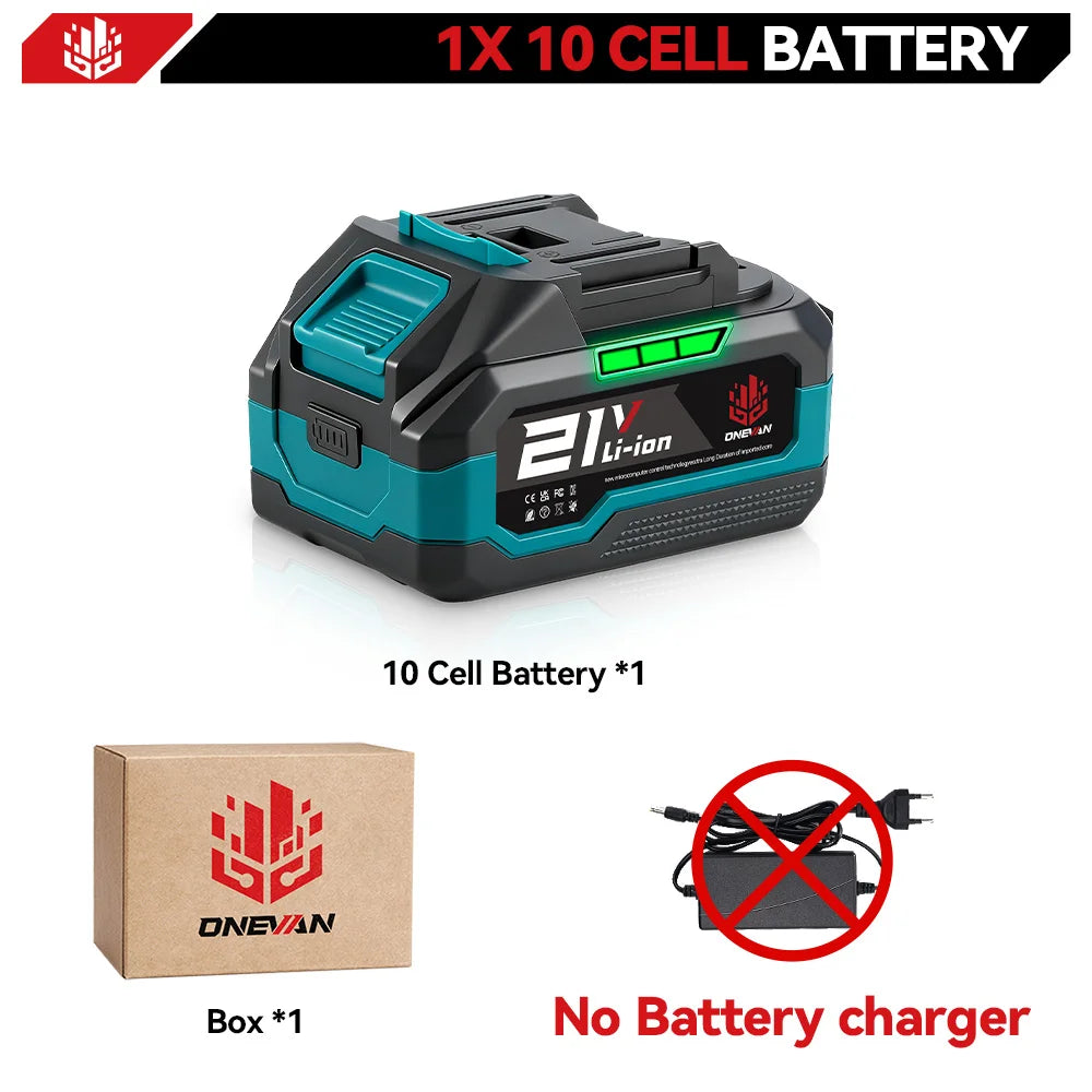 Batterie au lithium ONEVAN 21V, capacité 22500mAh 15000mAh, batterie ionique avec indicateur, outil électrique rechargeable pour batterie Makita 18V