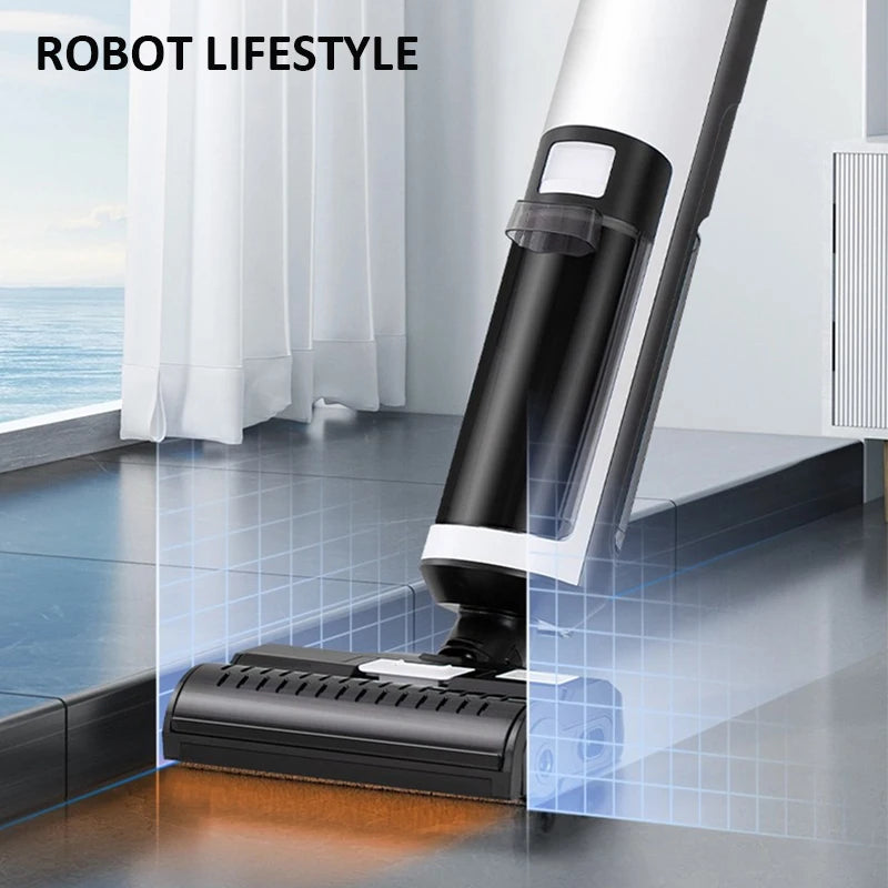 Draadloze handstofzuiger nat en droog reinigingsrobot RL9Max 14000pa supersterke zuigkracht zelfverwarmende borstel 4000mAh accu