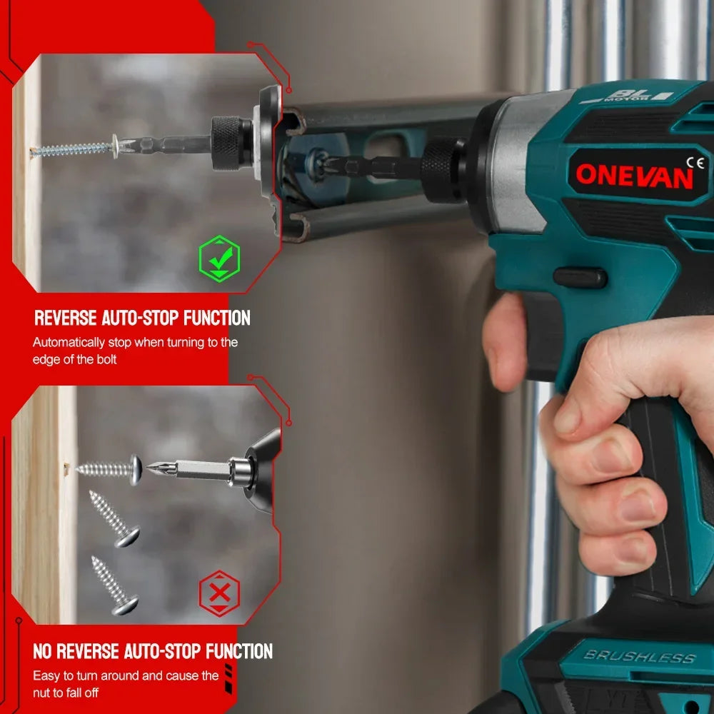 Visseuse à percussion électrique sans fil ONEVAN 600 N.m, 5 vitesses, compatible batterie Makita 18V