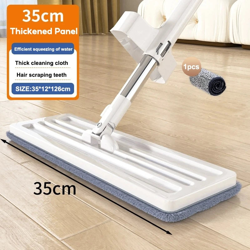 360° Rotation Floor Mop Hand-Free Wash Lazy Mop With Squeezer Wet Dry Dual-Use Flat -Washable Mop Head Replacement