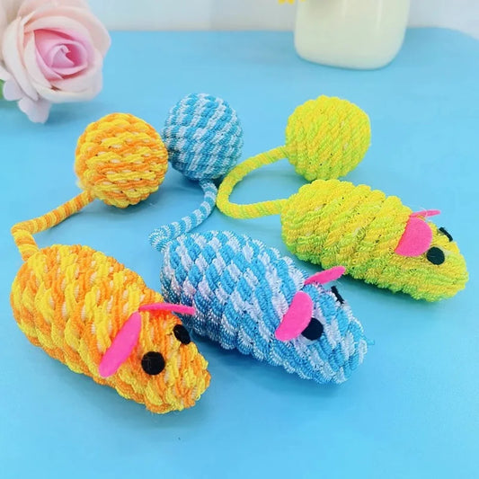 1pcs/2pcs Cat Toy Mouse Cat Toys Interactive Ropes Ball Toys for Cats Teasing Souding Mouse Cats Toy with Pet Supplies