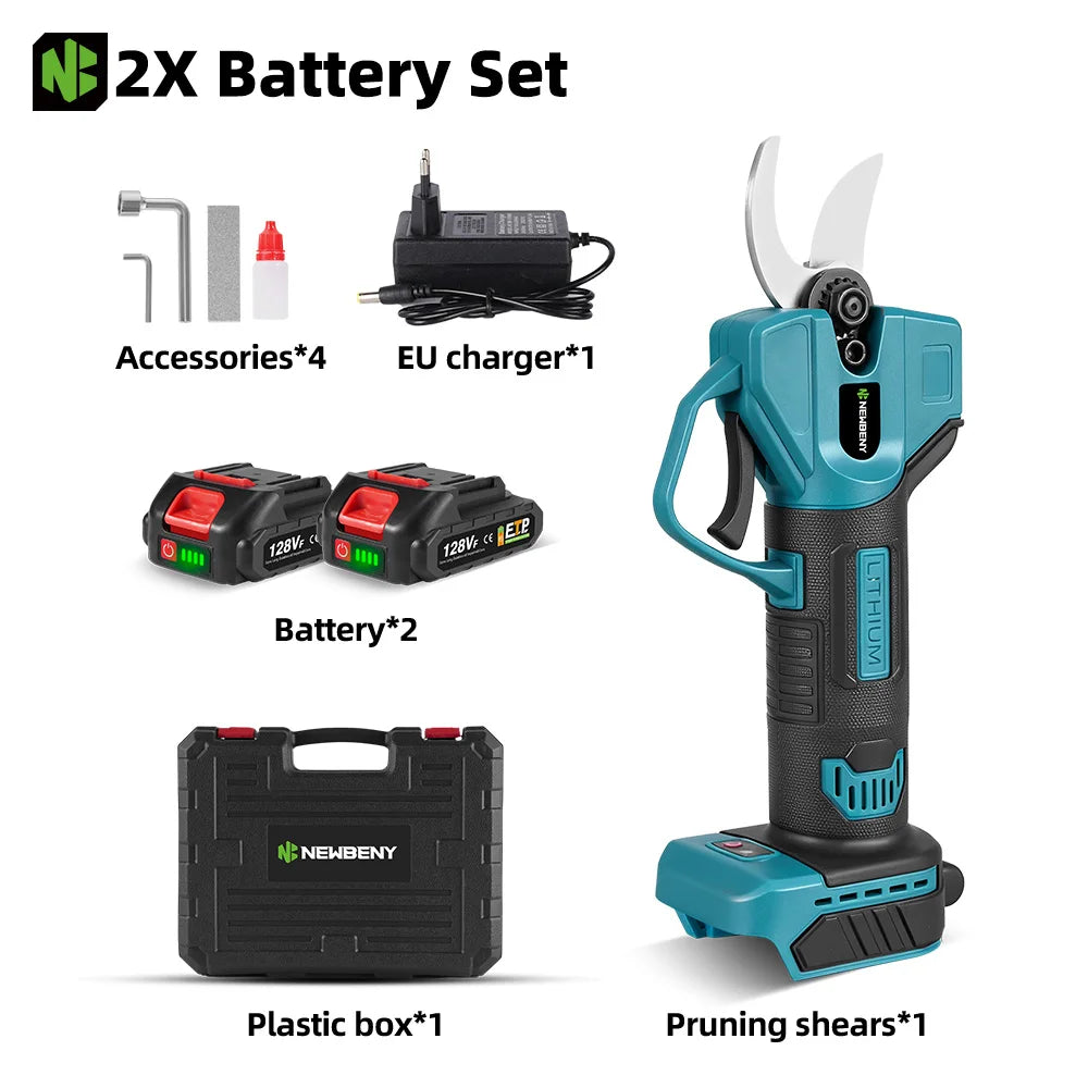 Sécateur électrique NEWBENY 30MM à 2 vitesses, outil de coupe sans fil pour branches d'arbres fruitiers, compatible avec batterie Makita 18V