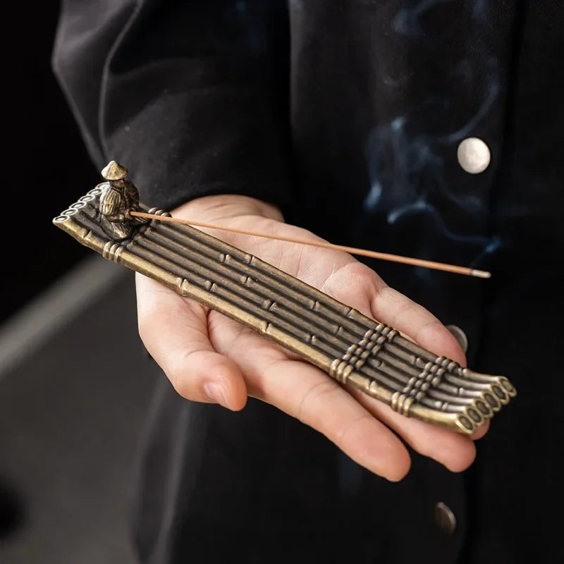 Creative Incense Holder Boat Fishing Men Insence Burner Japanese Style Incense Stick Burners Aromatherapy Ornament Home Decor