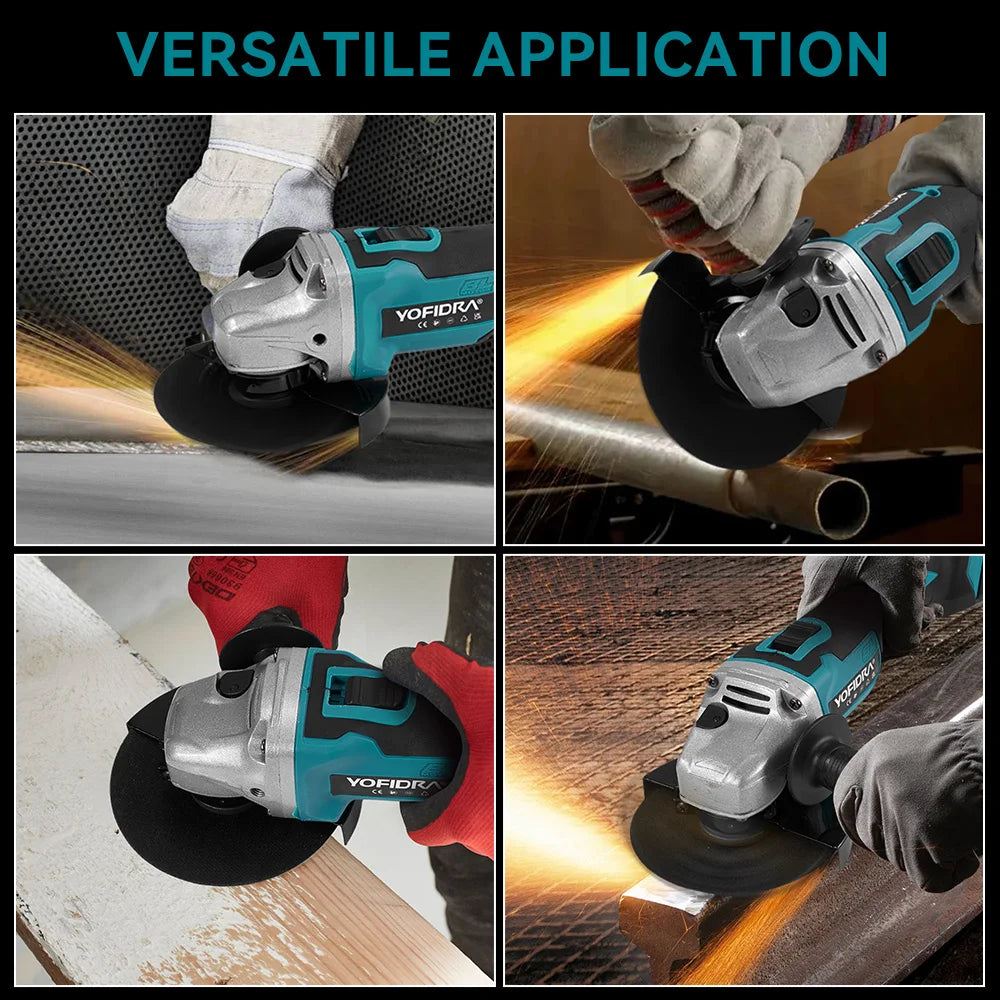 YOFIDRA Meuleuse d'Angle Sans Fil Brushless 4 Vitesses 125mm Machine de Coupe Polissage Outil Électrique pour Batterie Makita