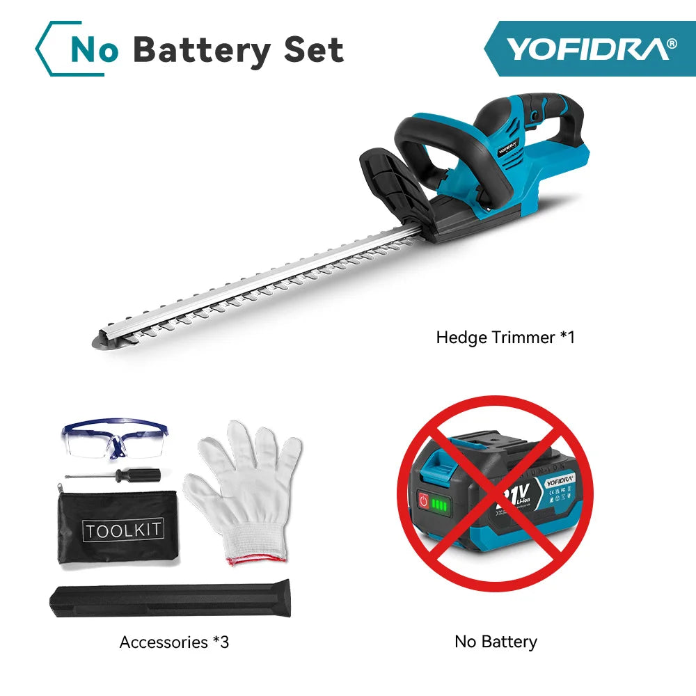 YOFIDRA 2000W 15000RPM Snoerloze Elektrische Heggenschaar Snoeizaag Grasmaaier Tuinonderhoud Elektrisch Gereedschap voor Makita Accu
