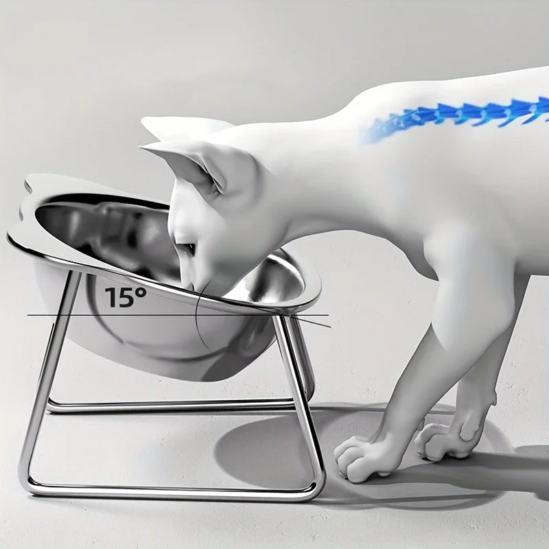 Stainless Steel Cat Bowl Elevated Cat Feeder Protection Neck Anti-Choking Pet bowl for Cats Small Dogs Cat Accessories