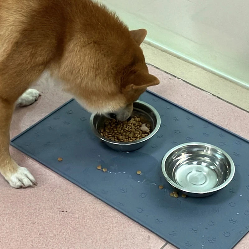 30x48cm Square Pet Feeding Mat Silicone Dog Food Feeding Pad Waterproof Pet Placemat for Cats Dogs Non-Slip Cat Feeding Mat