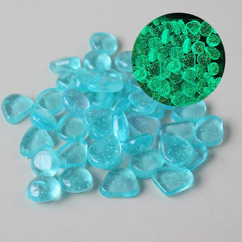 100pcs Luminous Stones in The Dark Pebbles Stones for Fish Tank Aquarium Aquatic Landscape Home Decor 2cm
