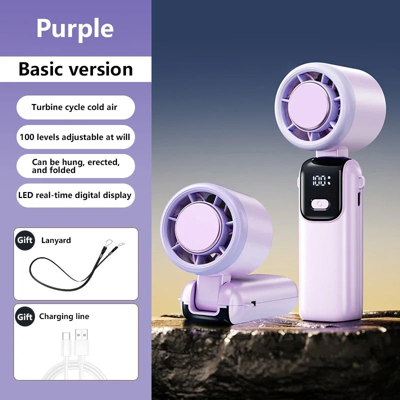Lenovo Ice Compress Handventilator Draagbare Buiten USB Digitaal Display Opvouwbare Koeling Hoge Snelheid Turbine Kleine Ventilator