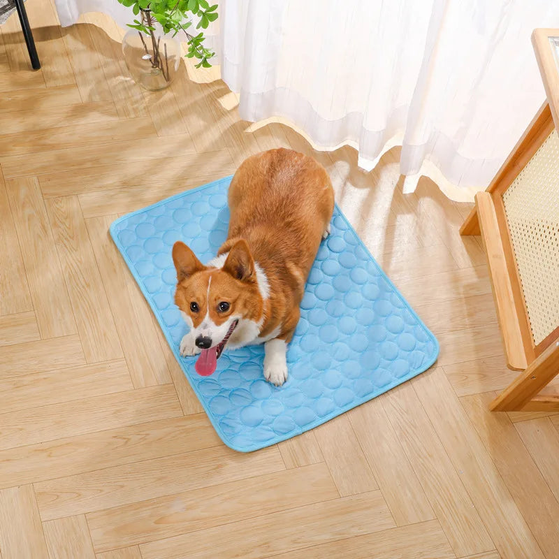 Summer Pet Cooling Mat Breathable Ice Blanket for Dogs Cats Pets Sleep Cold Bed Washable Ice Silk Pads Cushion Pet Accessories