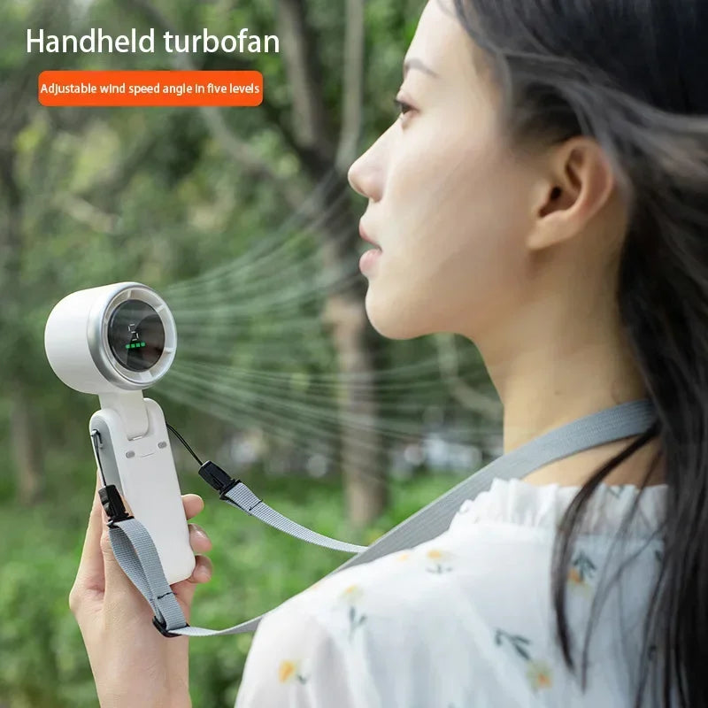 Lenovo New Folding Handheld Fan Mini High-speed Digital Display Portable Desktop Usb Charging Hanging Camping Violent Turbo Fan
