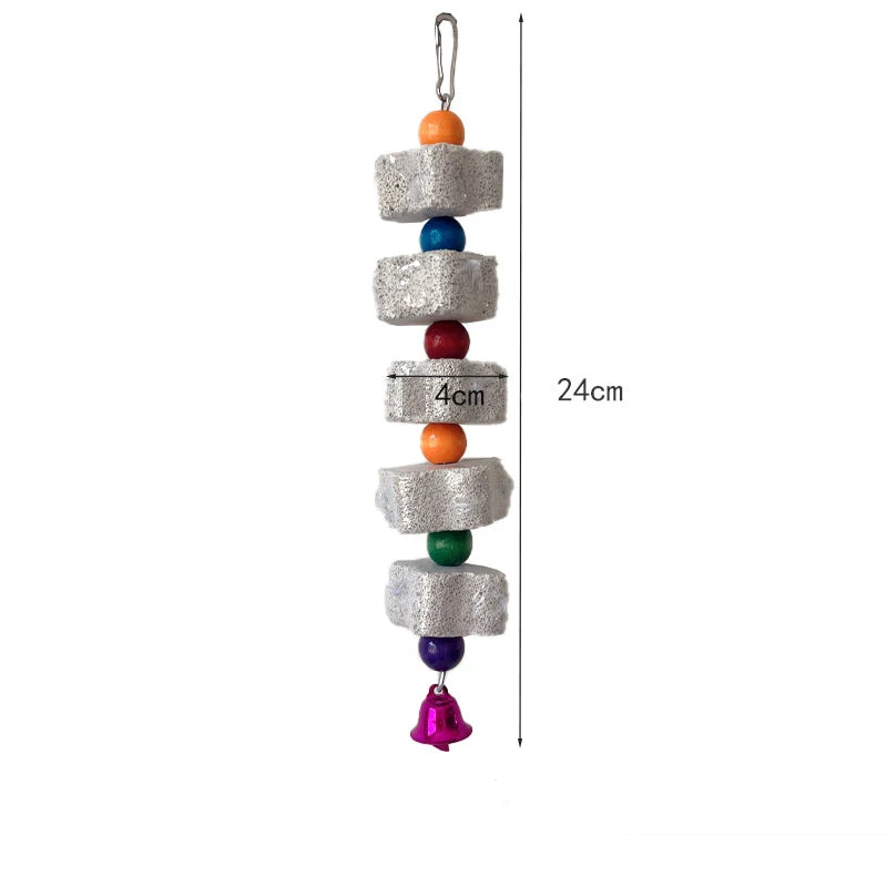 Natural Mineral Teeth Molar Stone Pet Hanging String Molars Toys for Guinea Pig Hamster Rabbit Teeth Grinding Stone