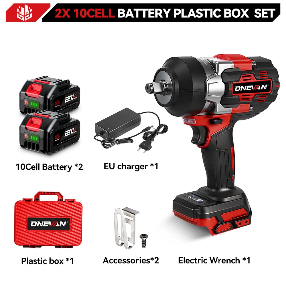 ONEVAN Borstelloze 2800 N.m Elektrische Slagmoersleutel 1/2 Inch 5 Versnellingen Snoerloze Sleutel Elektrisch Gereedschap voor Makita 18V Accu Pin