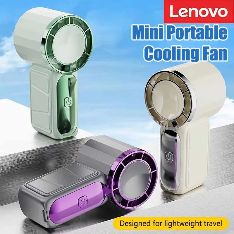 Lenovo Mini Portable Cooling Handheld Fan Rechargeable 5 Speed Adjustable Air Cooling Turbo Fan for Car Home Indoor Outdoor