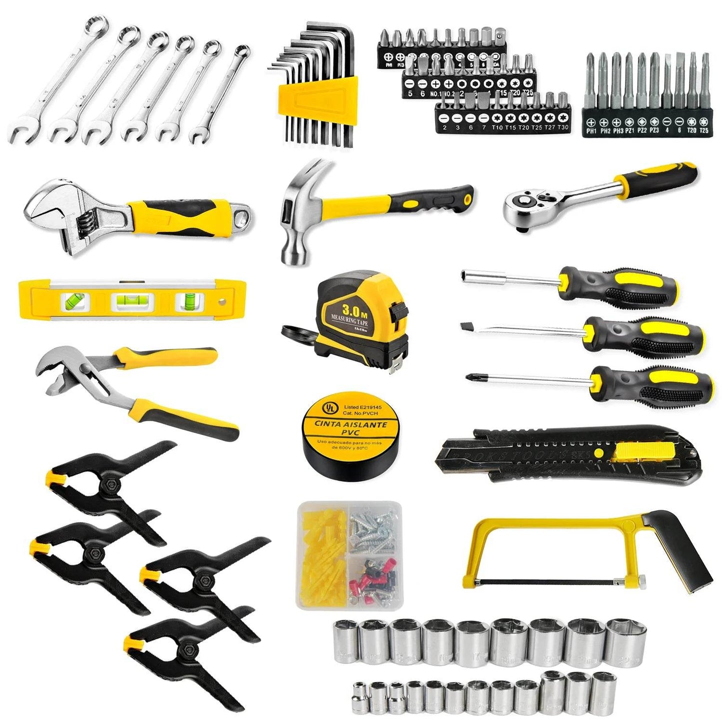 158PCS Socket Wrench Set,Auto Repair Tool Kit with Plastic Toolbox, Combination Ratchet Spanner&Mixed Hand Tools for Car Repair - Quality Shopping Centre