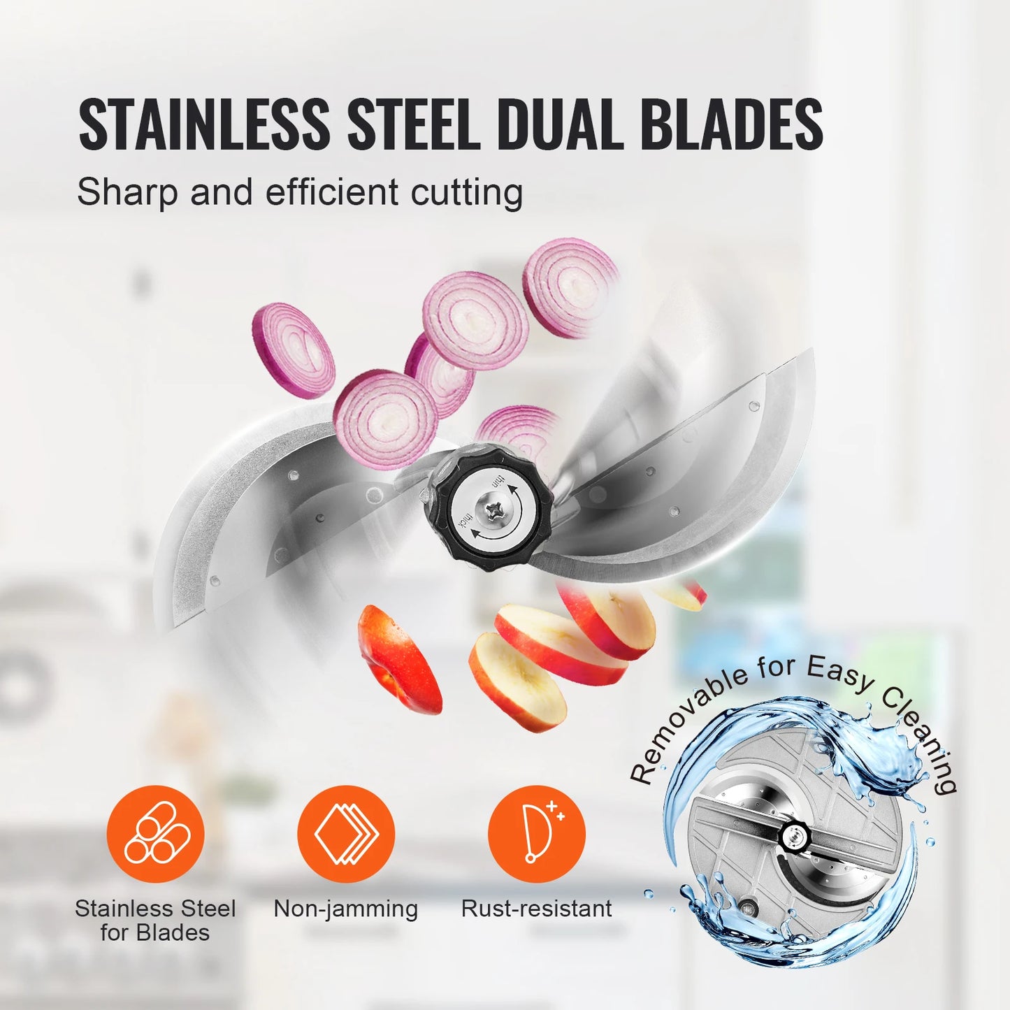 SucceBuy Electric Vegetable Slicer 0-12mm Thickness Adjustable Commercial Slicer Machine Convertible to Manual Food Cutter