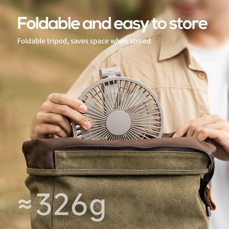 Lenovo Foldable Tripod Handheld Fan 3000mAh 4-Speed Rechargeable Fan LED Digital Display Portable Fan for Outdoor Travel Camping