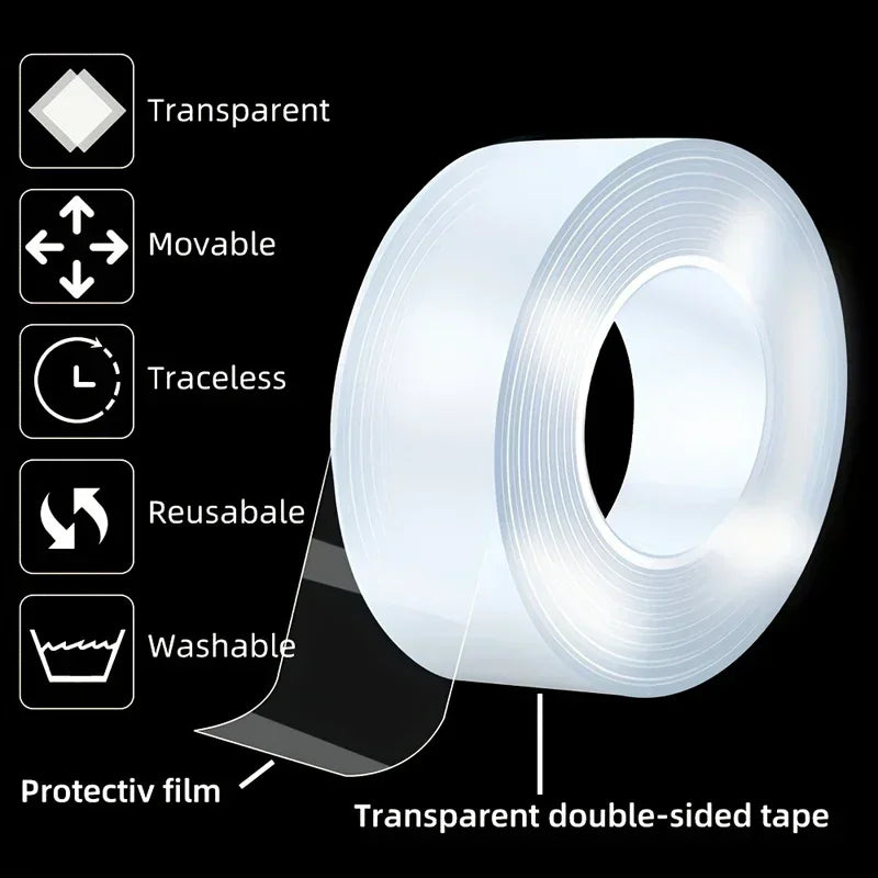 Nano Tape Super Strong Double Sided Tape Extra Strong Adhesive Non-slip Waterproof Transparent Tape for Kitchen Bathroom