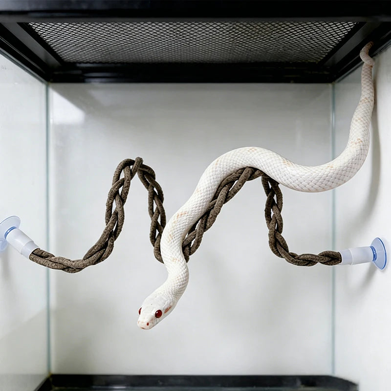 Hanging Snake Climbing Toy with Suction Cup Simulated Tree Vine Lizard Climbing Rope Reptile Habitat Bird Standing Toy