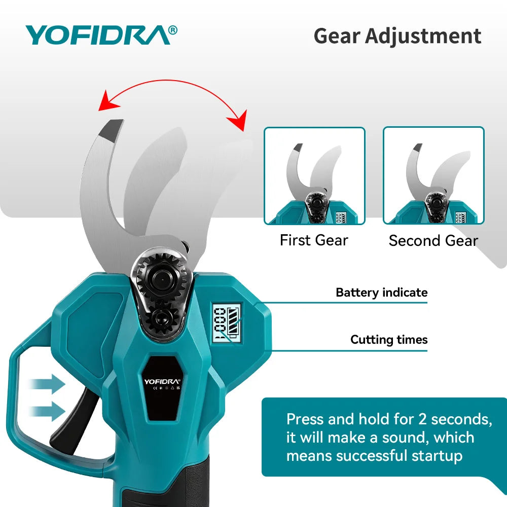 YOFIDRA 32MM Brushless Electric Scissors Cordless Garden Pruning Shears Fruit Tree Branch Power Tools For Makita Battery Pin
