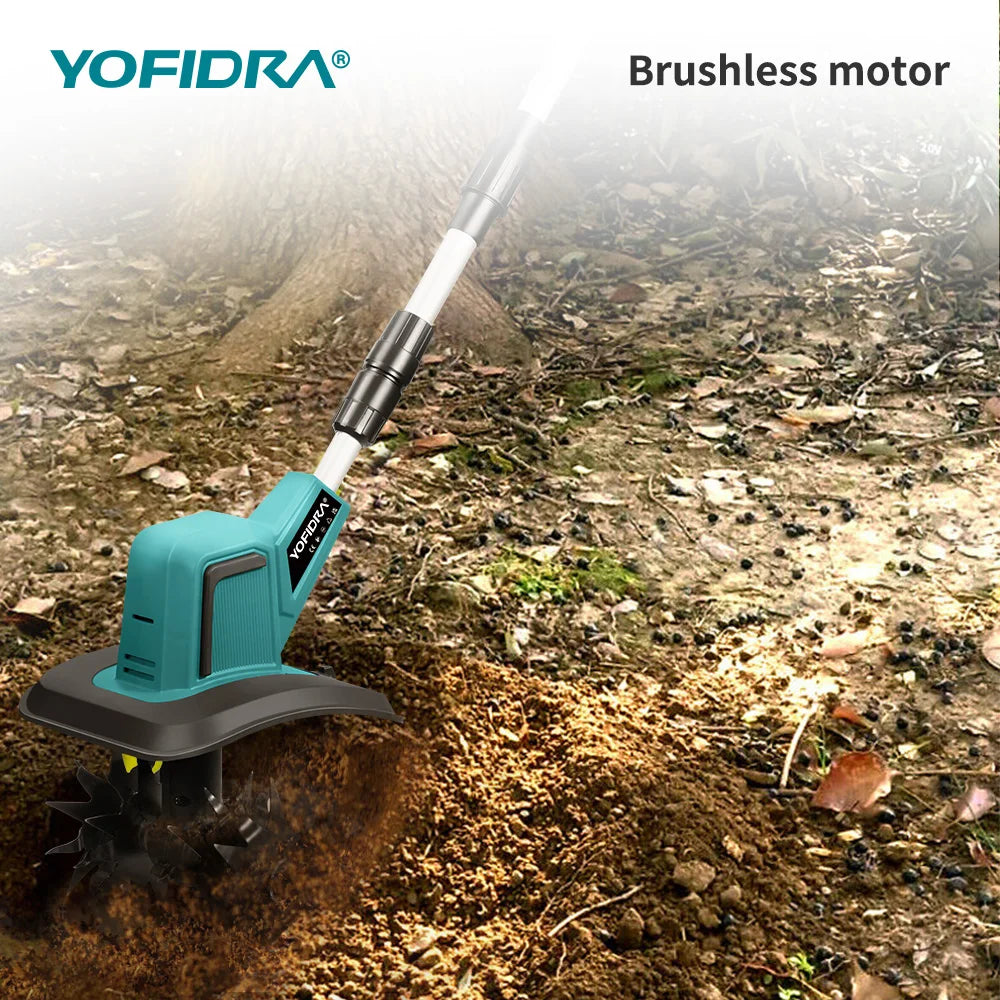 YOFIDRA Borstelloze Elektrische Tuinfrees 1500W Draagbare Accu-Grasmaaier Graskantenmaaier Bodembewerkingsgereedschap voor Makita-accu