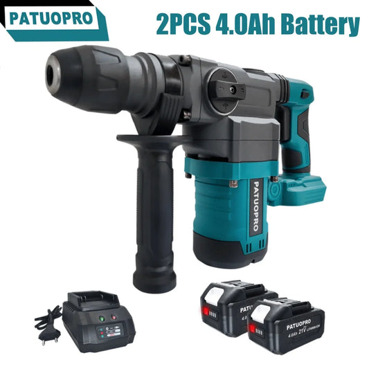 2280W Brushless 2-Mode Rotory Electric Hammer Handheld Rechargeable Impact Hammer Drill Fit Concrete Wood For Makita 18V Battery