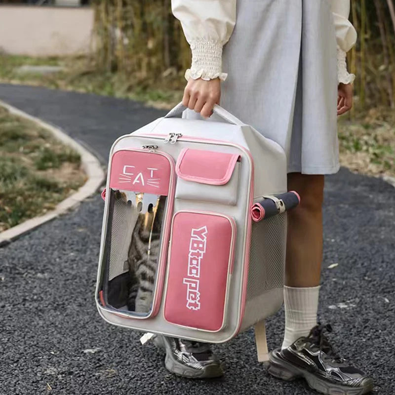 Large Capacity Cat Backpack Breathable Pet Carrier Bag for Cats Small Dogs Portable Cat Carrying Bag Suit for Pets Within 12.5kg