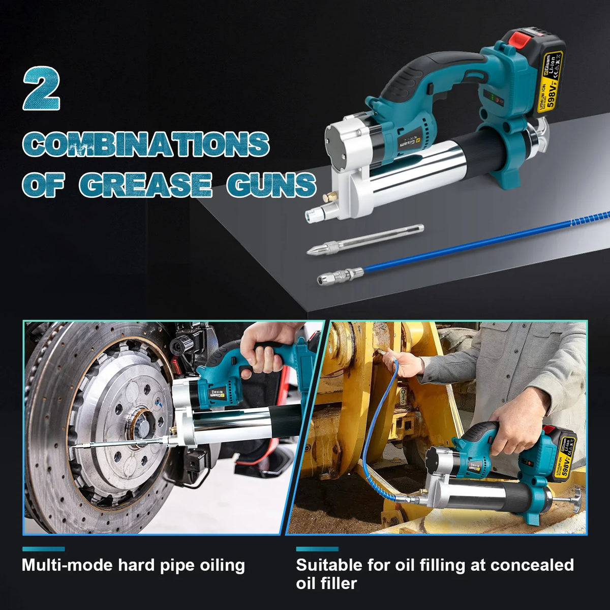 Gisam 10000PSI Borstelloze Elektrische Vetspuit Kit Elektrische Hoogwaardige Vetspuitset Elektrisch Gereedschap voor Makita 18V Accu Pinnen