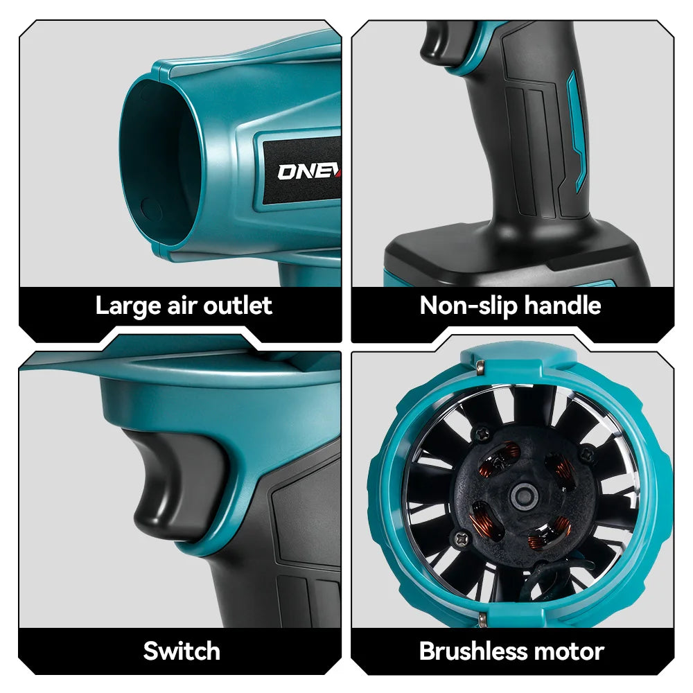 ONEVAN 200M/S Brushless Turbo Blower 2000W Handheld Cordless Electric Air Blower Dust Snow Removal Tool for 18V Battery