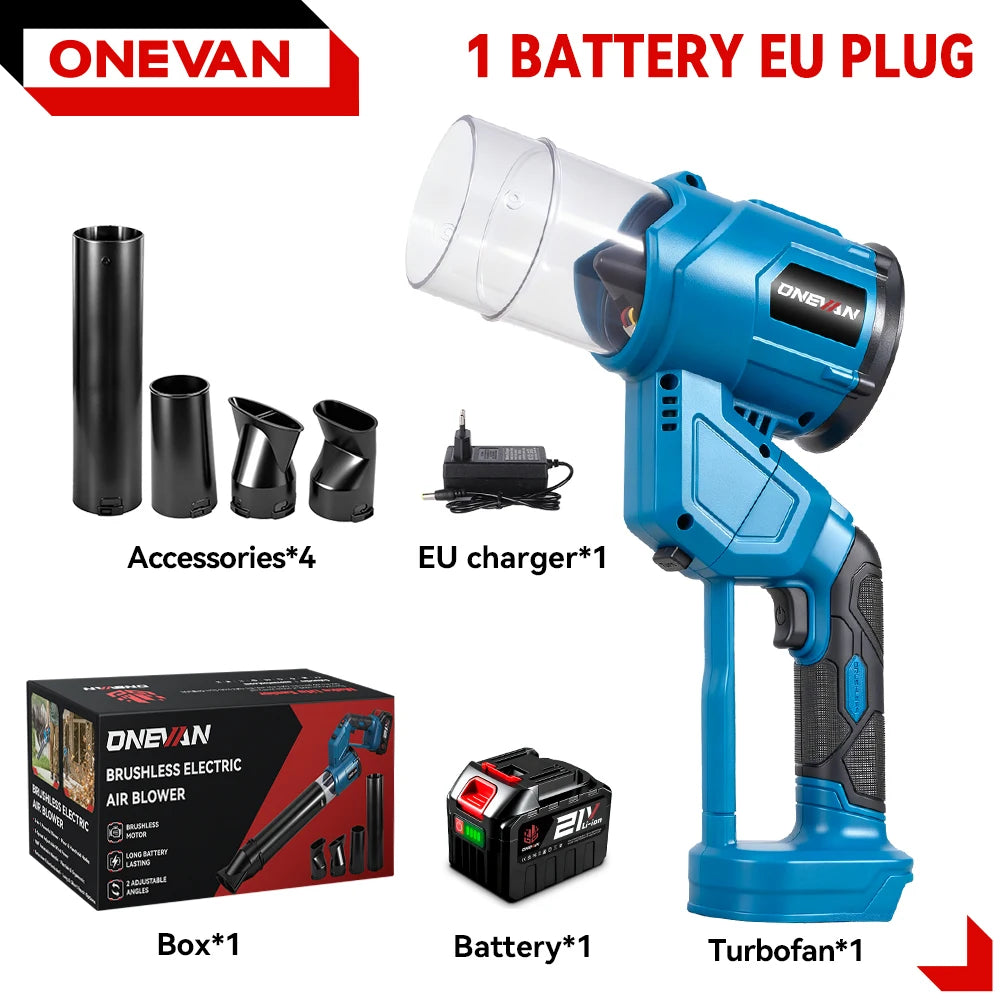 Souffleur d'air électrique sans balais 2 en 1, ventilateur turbo 38000 tr/min, aspirateur de feuilles portatif pour batterie Makita 18V