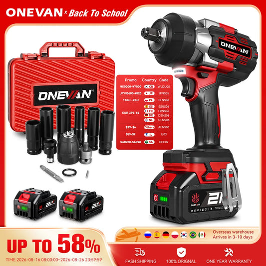 ONEVAN Brushless 2800N.M Torque Electric Impact Wrench 1/2 Inch 5 Gears Cordless Wrench Power Tool For Makita 18V Battery Pin