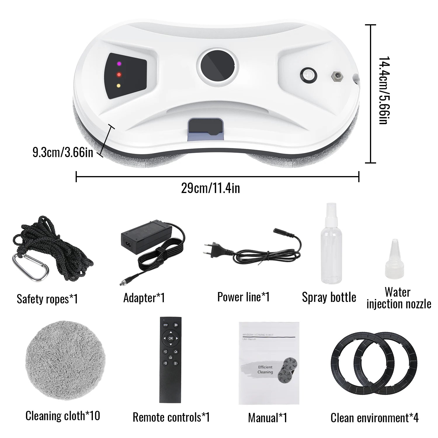 5600PA Window Cleaner Robot Automatic Water Spray Fall Prevention Remote Cleaner Intelligent Control Paths Glass Mirror Wall - Quality Shopping Centre