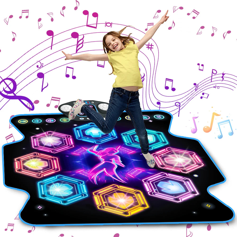 VATOS Dance Mat for Kids - 27 Levels, 8 LED Keys, Bluetooth 5, 5 Game Modes, Built-in Music for Ages 3+ Years - Quality Shopping Centre