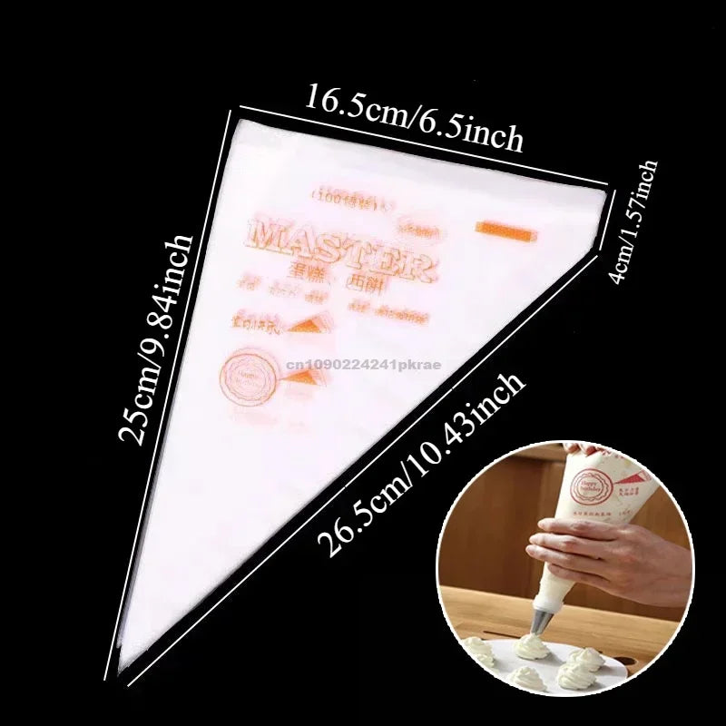 Disposable Cream Pastry Bag Pastry Piping Bag Cake Decorating Tools Cupcake Piping Kitchen Baking Accessories 200/100PCS