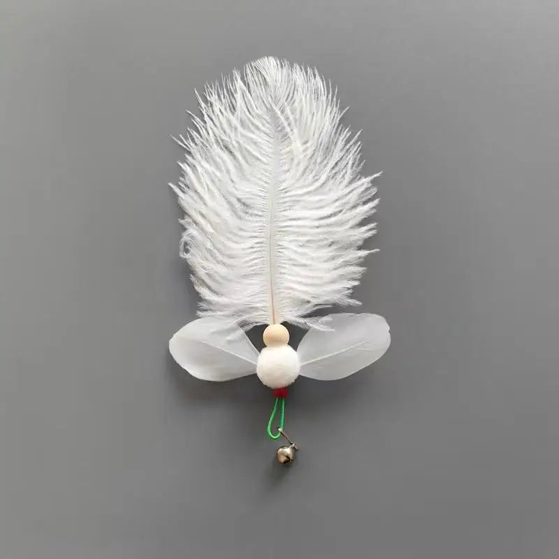 Lot de 3/5 plumes d'insectes artificiels de couleurs aléatoires, accessoires pour jouets à teaser pour chat, têtes de rechange pour cannes à pêche pour animaux