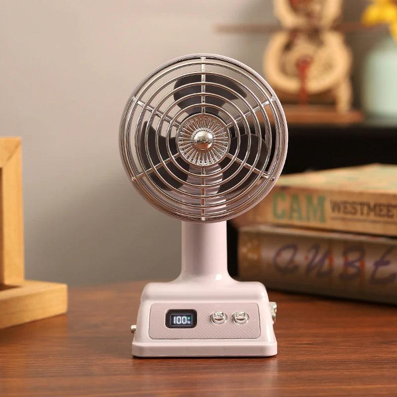 Nouveau ventilateur de bureau Lenovo, ventilateur rétro compact rechargeable par USB avec affichage numérique à 100 vitesses pour l'été
