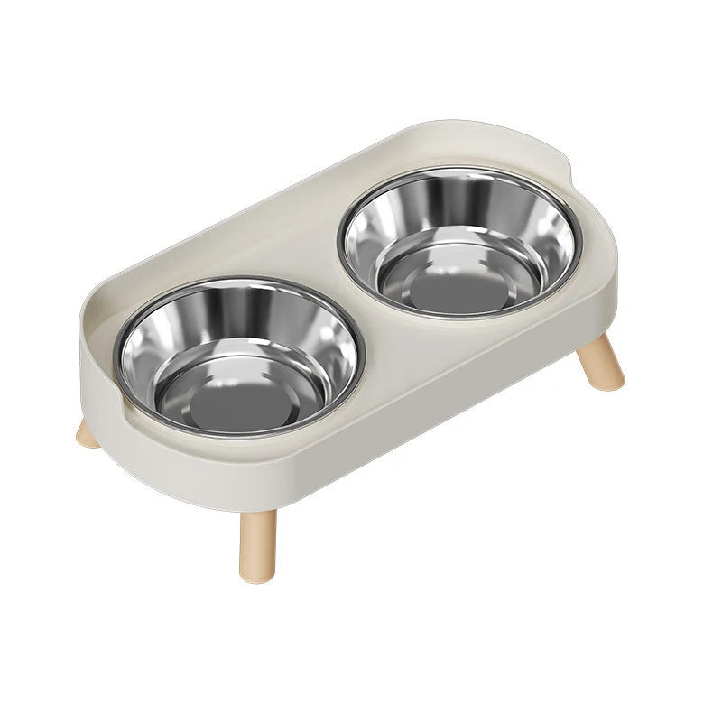 Plastic/Stainless Steel Dog Feeder Bowl Double Pet Food Water Bowls Non-Slip Puppy Food Bowl with Stand Anti-splash Cat Bowl
