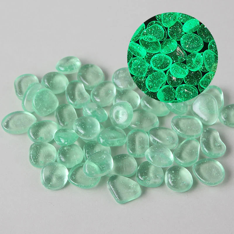 100pcs Luminous Stones in The Dark Pebbles Stones for Fish Tank Aquarium Aquatic Landscape Home Decor 2cm