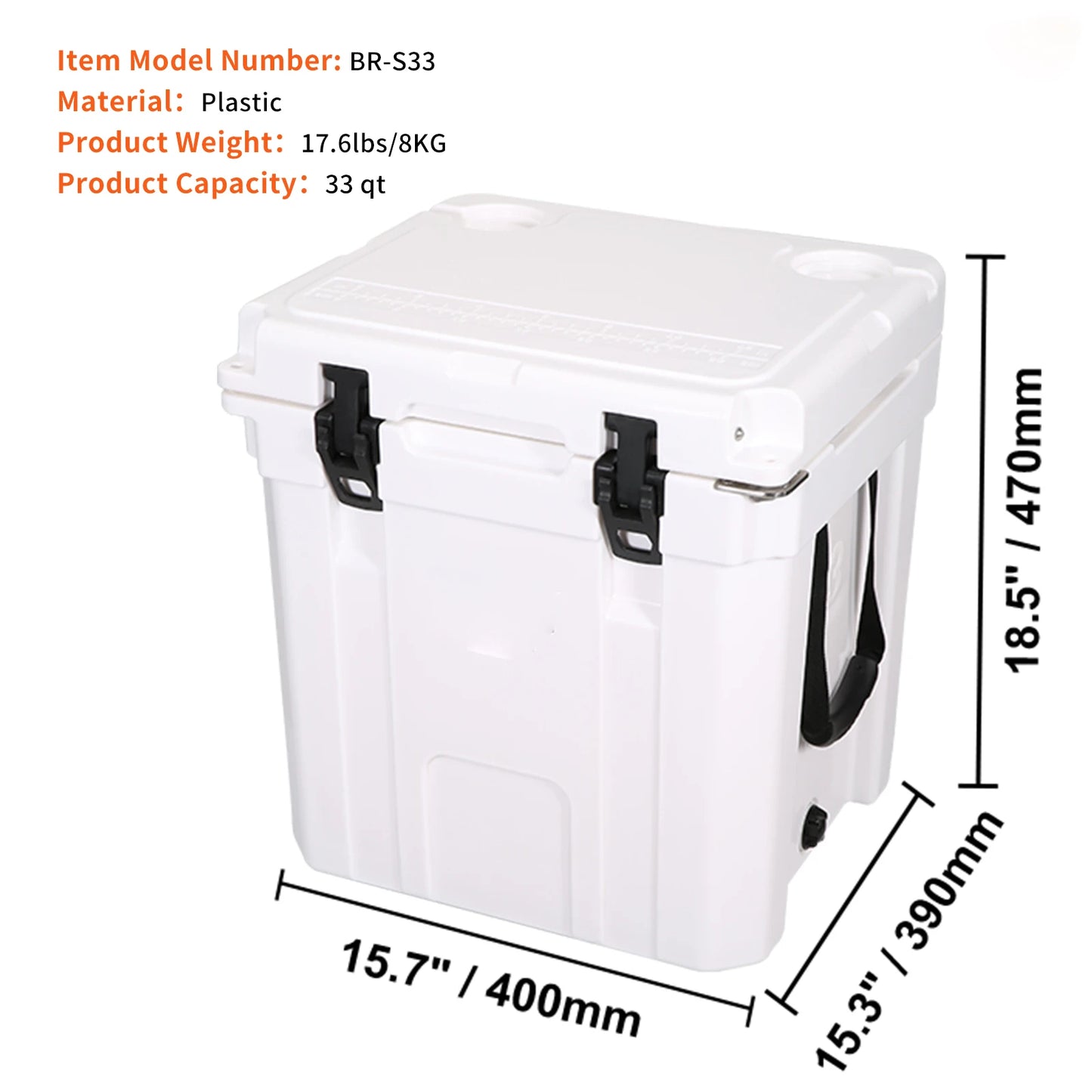 SucceBuy 25/33/45/52QT Hard Cooler Insulated Portable Large Capacity Ice Chest Cooling Box for Family Outdoor Camping Activities