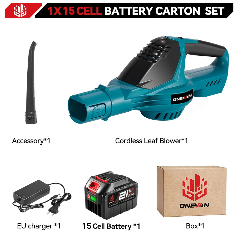 ONEVAN 5500W Borstelloze Elektrische Bladblazer Snoerloze Bladblazer Bladeren Sneeuw Stof Reinigingsgereedschap Geschikt voor Makita 18V Accu's